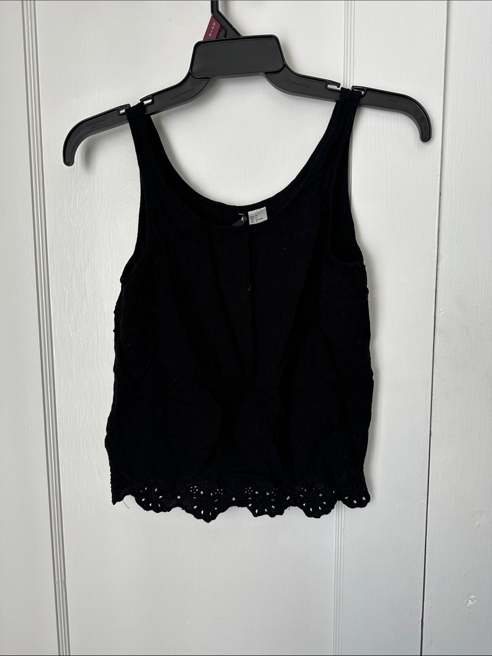 Divided Black Crochet Hem Tank Top